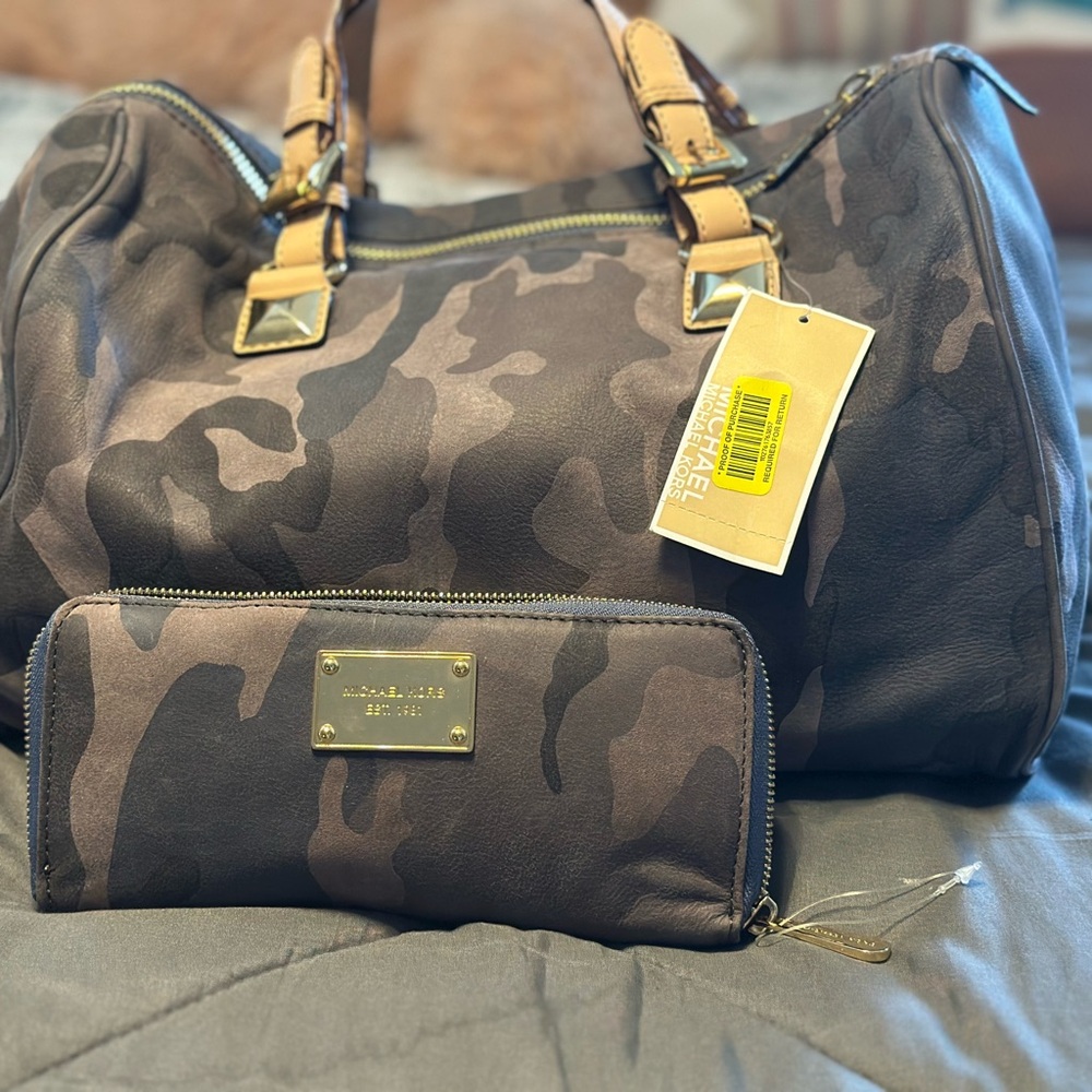 Michael Kors Camouflage Satchel and Wallet Set